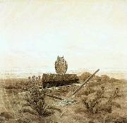 Caspar David Friedrich Landscape with Grave, Coffin and Owl Sweden oil painting artist